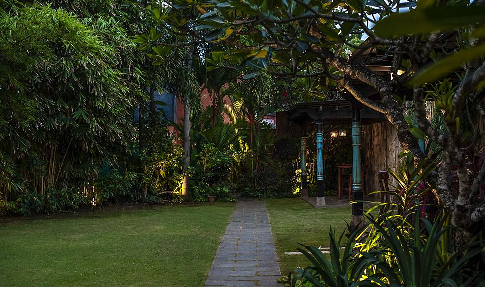 Вечерний сад ресторана Villa Maya, Тривандрум