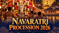 Navaratri 2026 procession in Thiruvananthapuram with the sacred Saraswati idol from Padmanabhapuram Palace