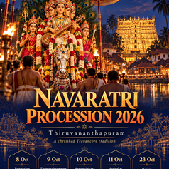 Navaratri 2026 procession in Thiruvananthapuram with the sacred Saraswati idol from Padmanabhapuram Palace
