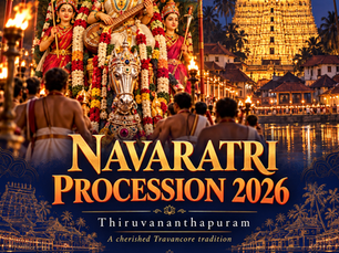 Navaratri 2026 procession in Thiruvananthapuram with the sacred Saraswati idol from Padmanabhapuram Palace