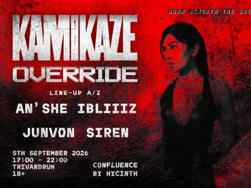 Афиша OVERRIDE - Born Beneath The Sound, техно-фестиваля Kamikaze в Тривандруме 5 сентября 2026 года.
