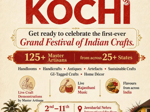 Афиша Grand Festival of Indian Crafts в Кочи 2–11 октября 2026 года с участием более 125 мастеров из 25+ штатов Индии.