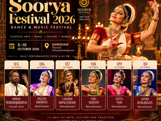 Классический индийский танец на Soorya Festival 2026 в Тривандруме