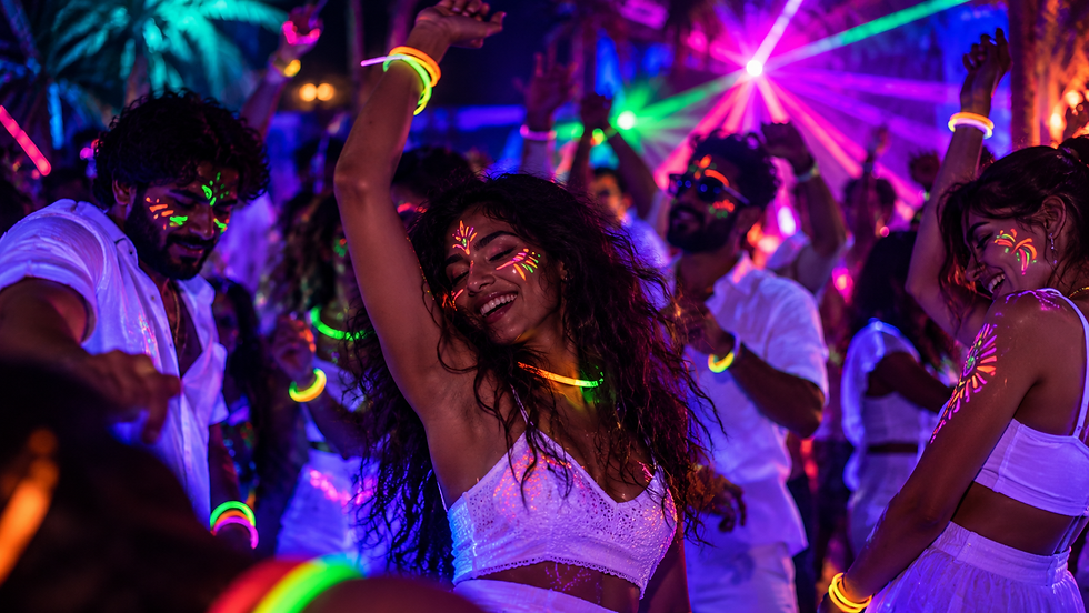 Неоновая вечеринка Neon Glow Party в Тривандруме